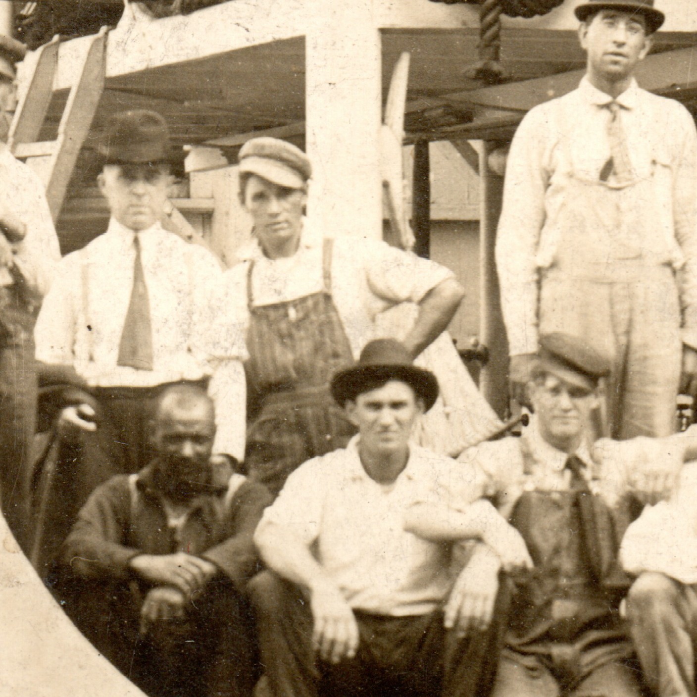 RPPC Riverboat Steamboat Crew Group Photo On Deck AZO Real Photo Postcard OH