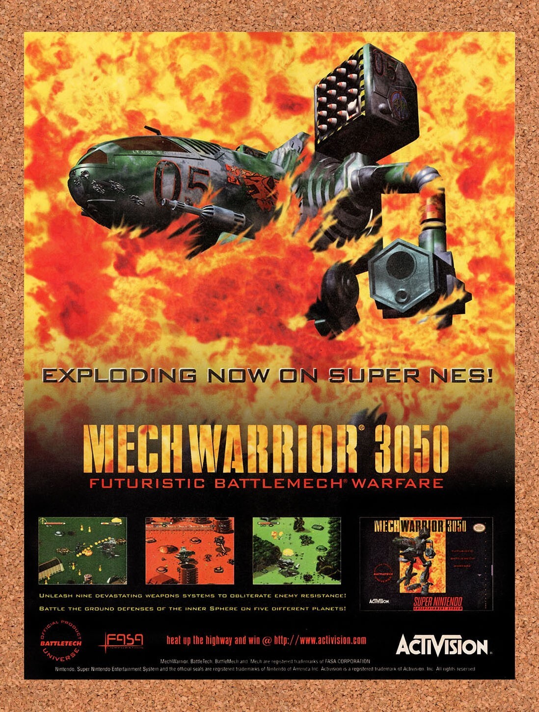 1994 MechWarrior 3050 SNES Original Advertisement / Retro Promo v1