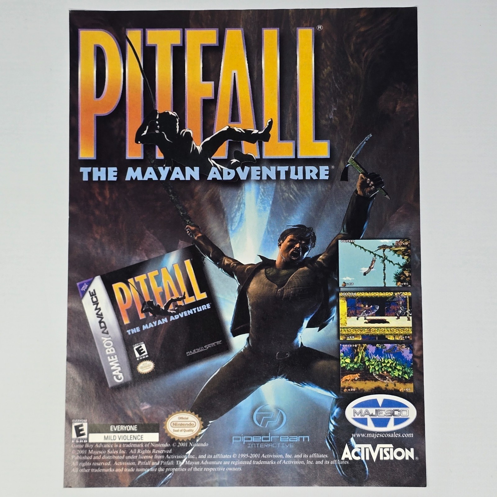 Pitfall The Mayan Adventure Game Boy Advance Authentic Magazine Ad