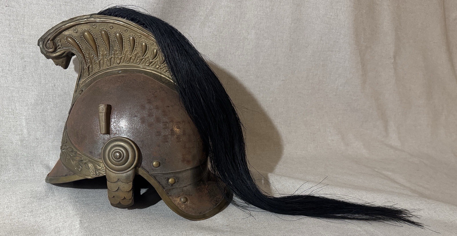 RARE Antique French M1872/74 Dragoon Cavalry Helmet - H. COLEPY & CIE - Stamped
