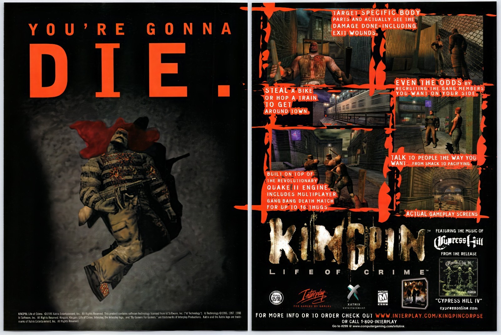 Kingpin Life Of Crime - PC Game - Vintage Original Print Ad/Poster Promo 1999