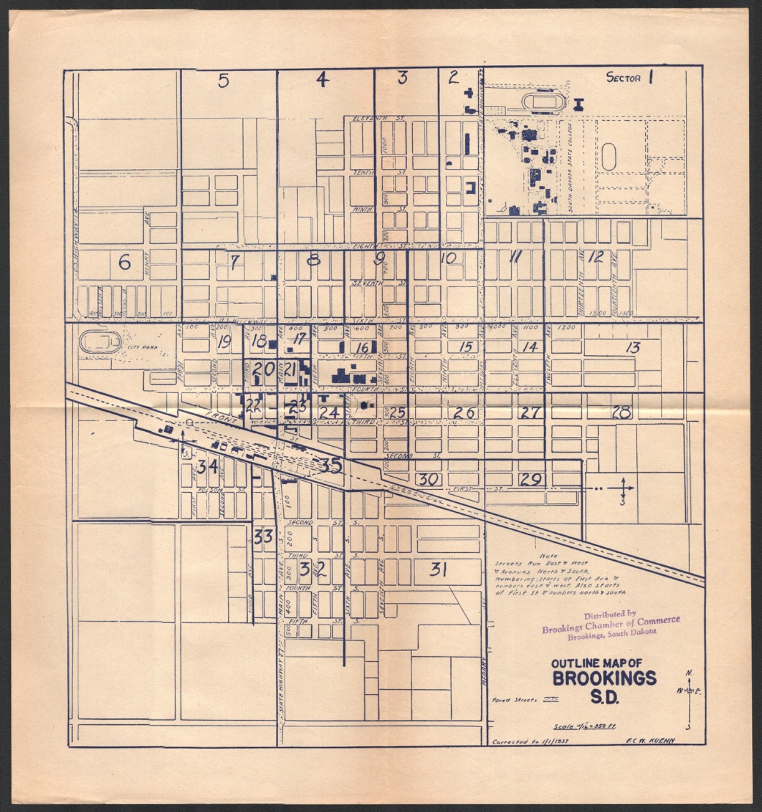 1937 BROOKINGS, SOUTH DAKOTA vintage 13.5\