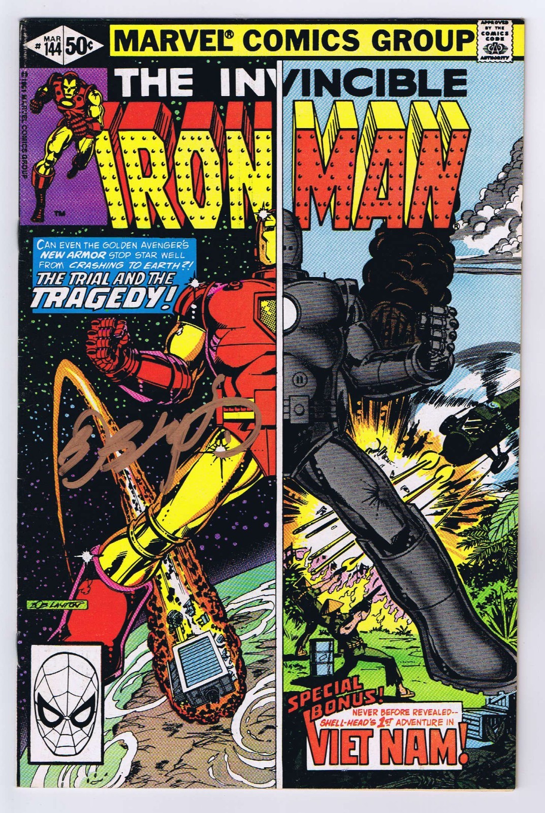 Iron Man #144 VF/NM Signed w/COA Bob Layton 1981 Marvel Comics