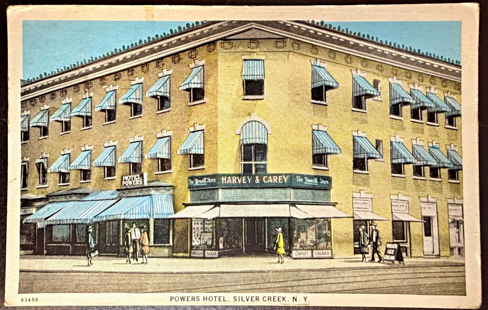 Powers Hotel Silver Creek NY Vintage Postcard 1920s White Border Lithograph