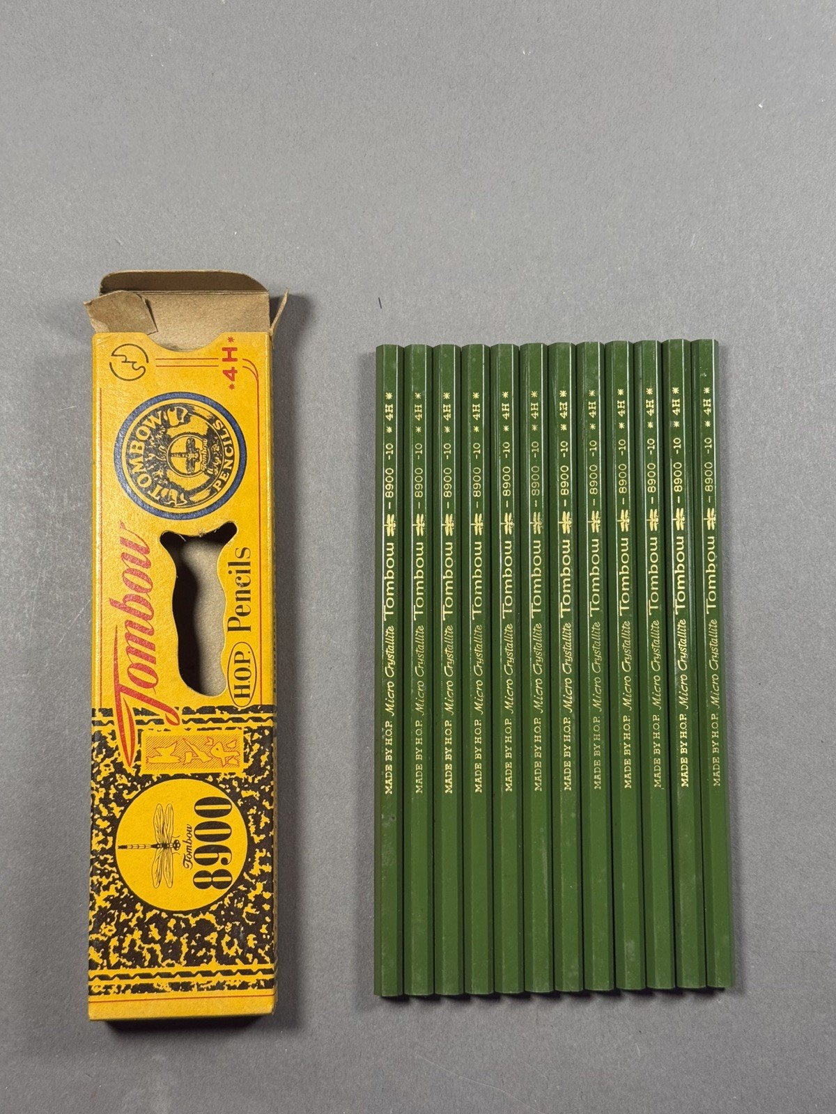 12 Japanese Vintage Pencil Tombow 8900-10 NOS 4H JIS