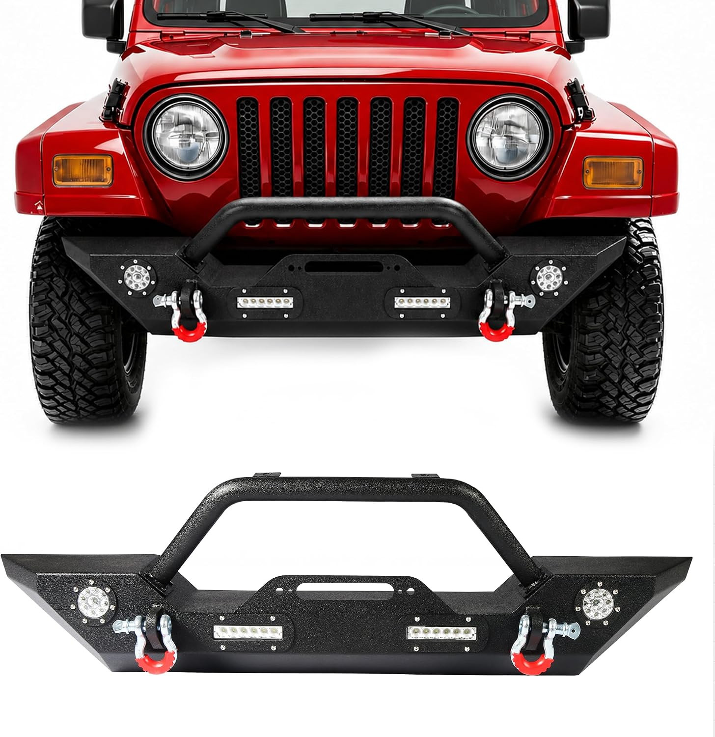 Off Road Front Bumper Fit for Jeep Wrangler JK 2007-2018 Steel Bumper W/Winch Pl