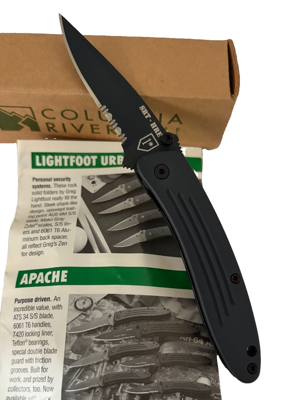 Vintage CRKT 7011LE Apache III SRT-HRE Elishewitz ATS-34 Serrated Knife Taiwan