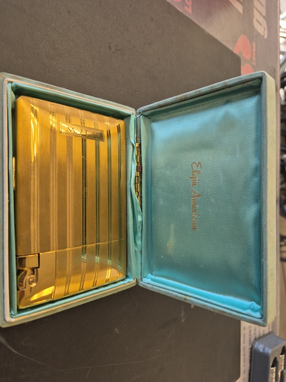 Vintage Elgin American Magic Action Cigarette Case Lighter Combo w/ Box 
