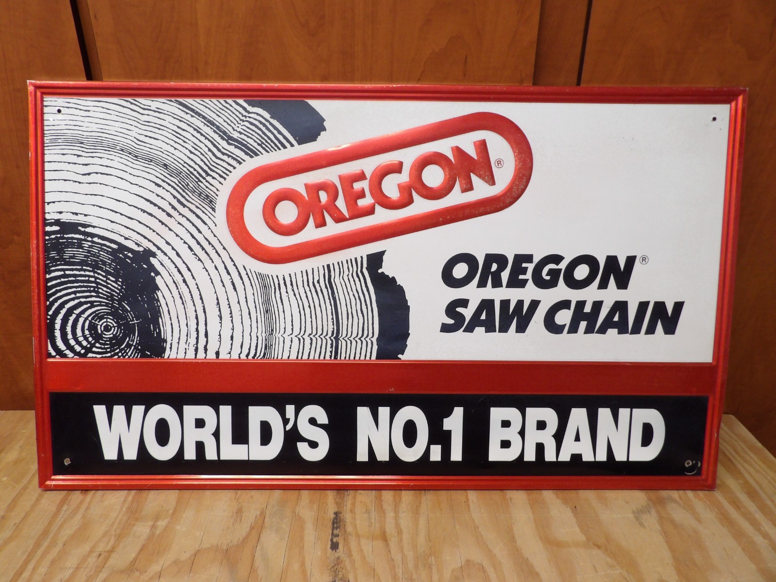 Vintage Oregon Saw Chain Metal Sign Worlds #.1 Brand 36 X 21 Chainsaw