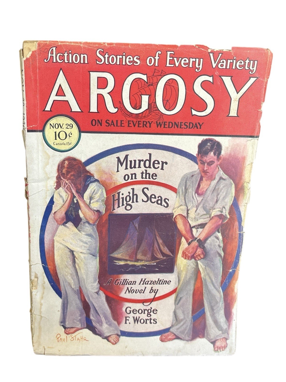 Argosy Pulp Magazine Nov 1930 Murder on the High Seas George F Worts Vintage HTF