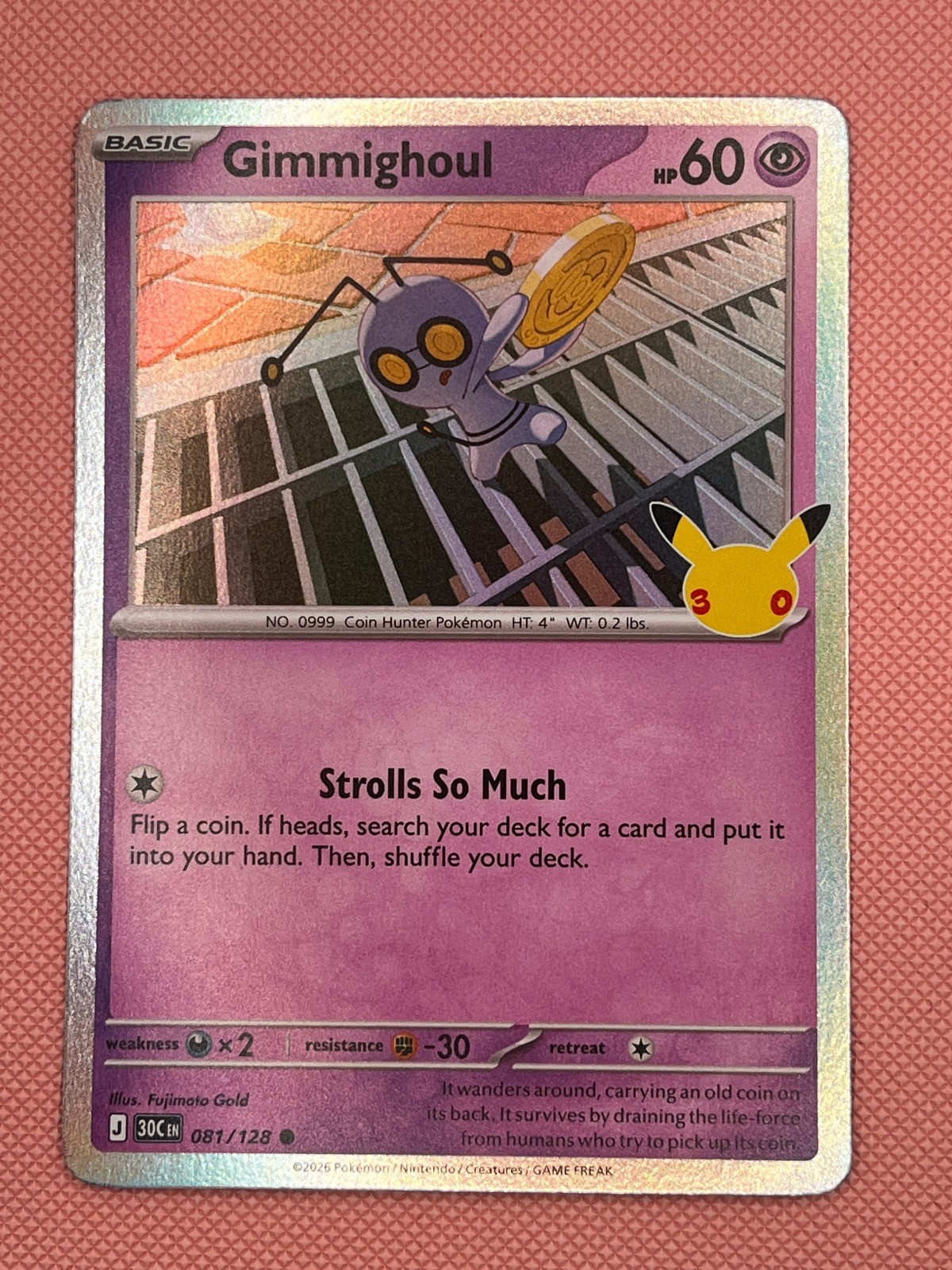 Gimmighoul 081/128 Common ME: 30th Celebration Pokemon Holo Near Mint