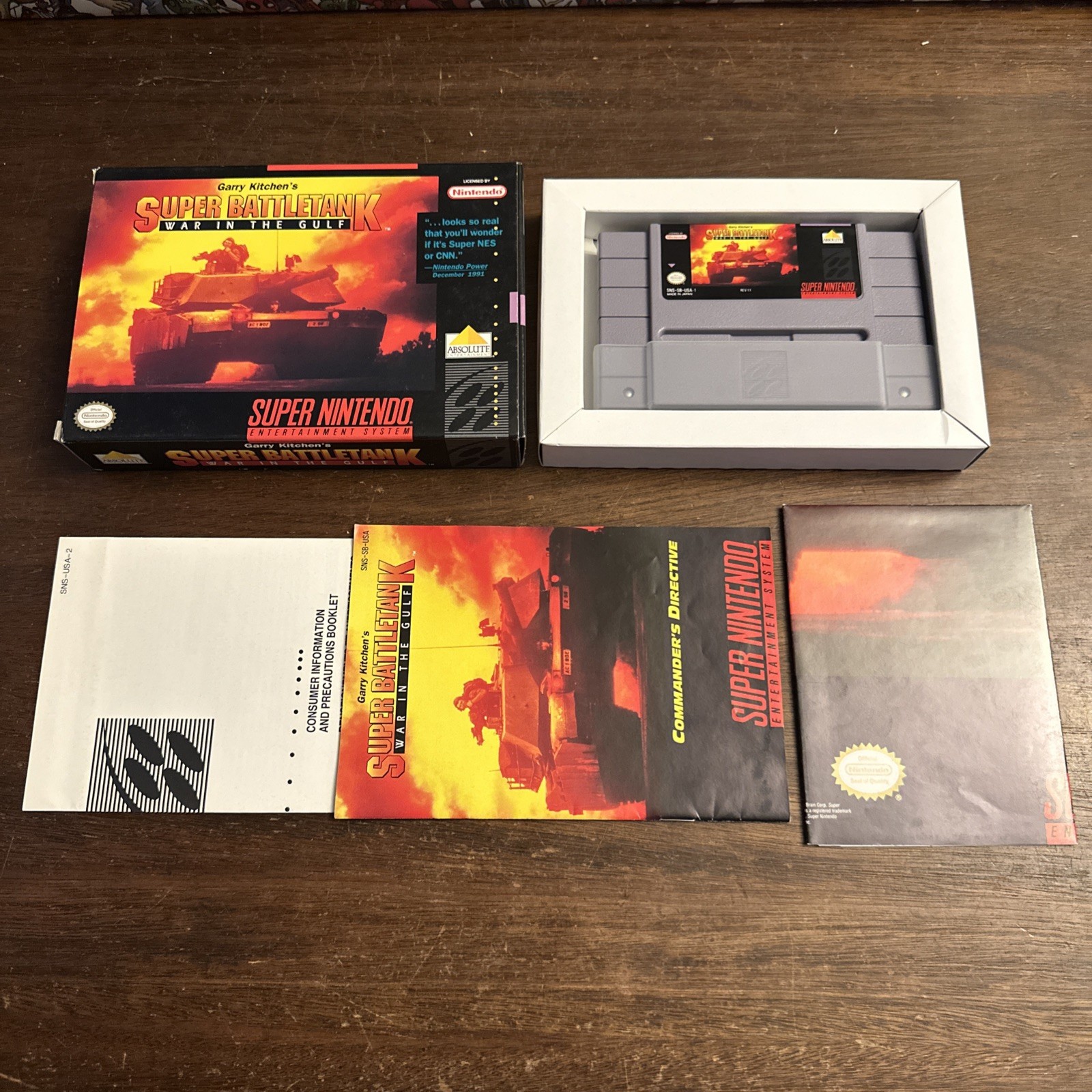 Super Battletank War in the Gulf (Super Nintendo SNES) Complete W Poster - Clean