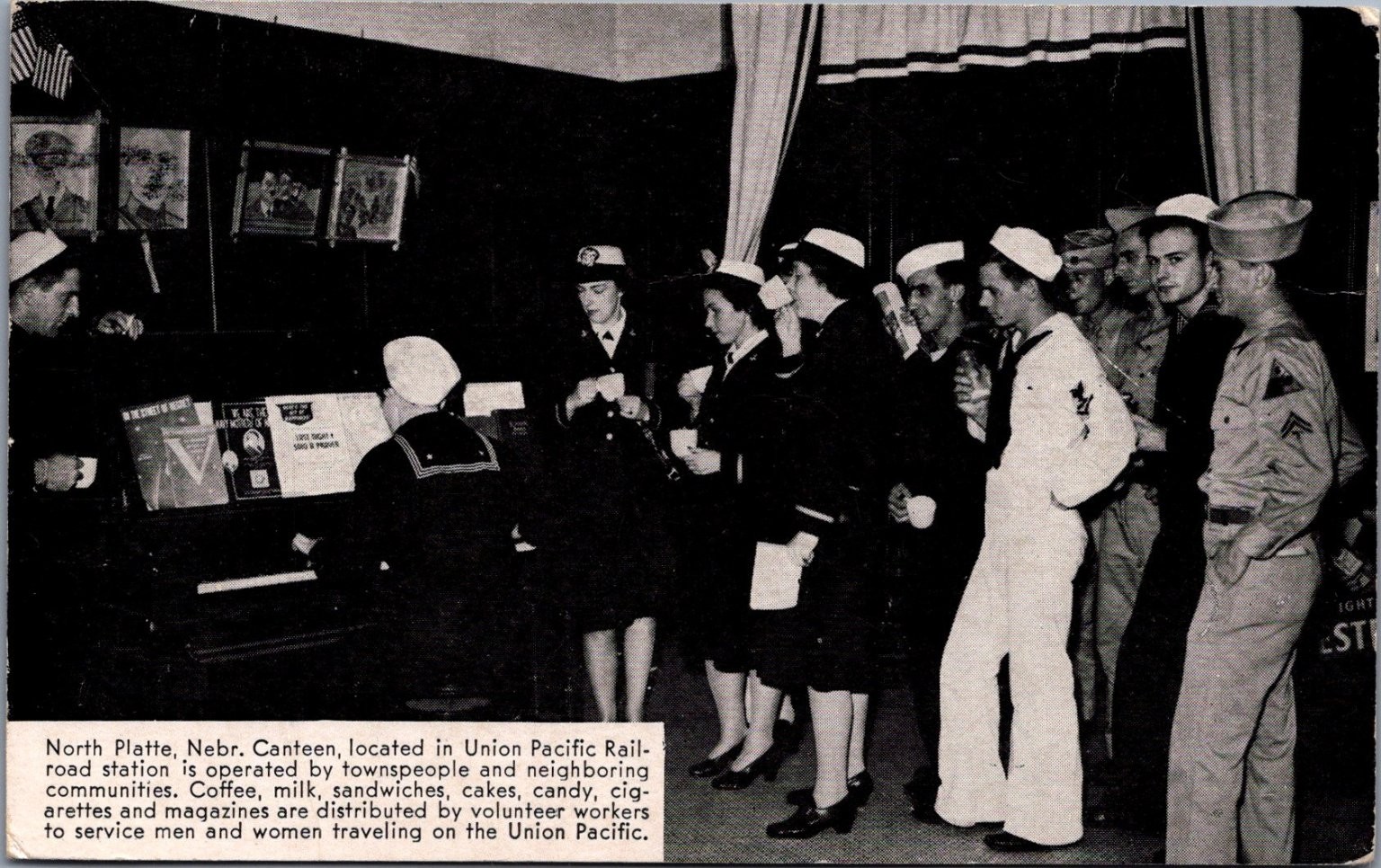 North Platte Canteen WWII Real Photo Postcard Union Pacific Nebraska RPPC