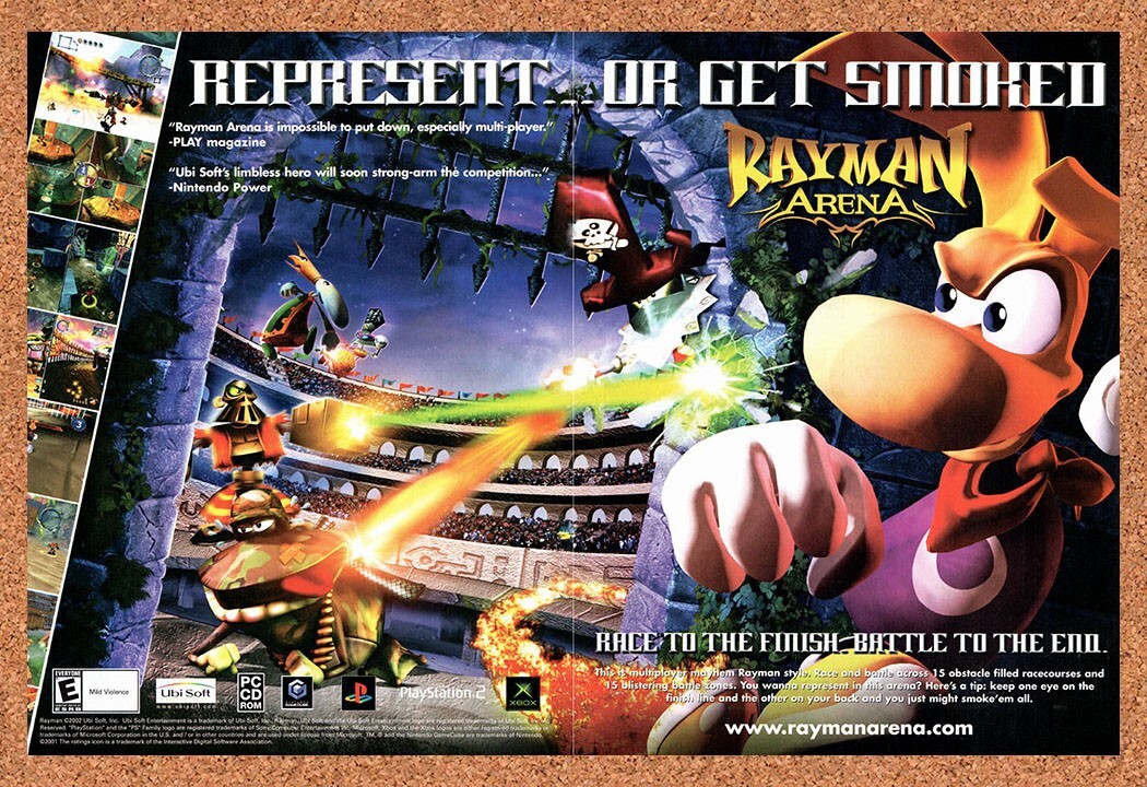 2003 Rayman Arena PS2 Original Advertisement / Retro Promo v2