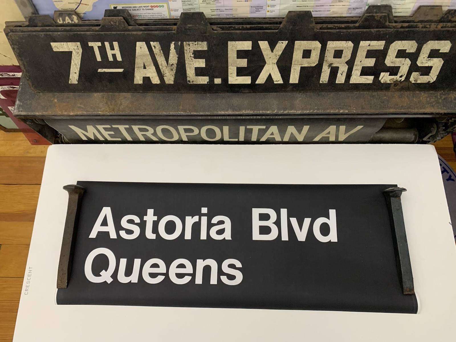NYC NY SUBWAY ROLL SIGN VINTAGE COLLECTIBLE NYCTA ART ASTORIA BOULEVARD QUEENS