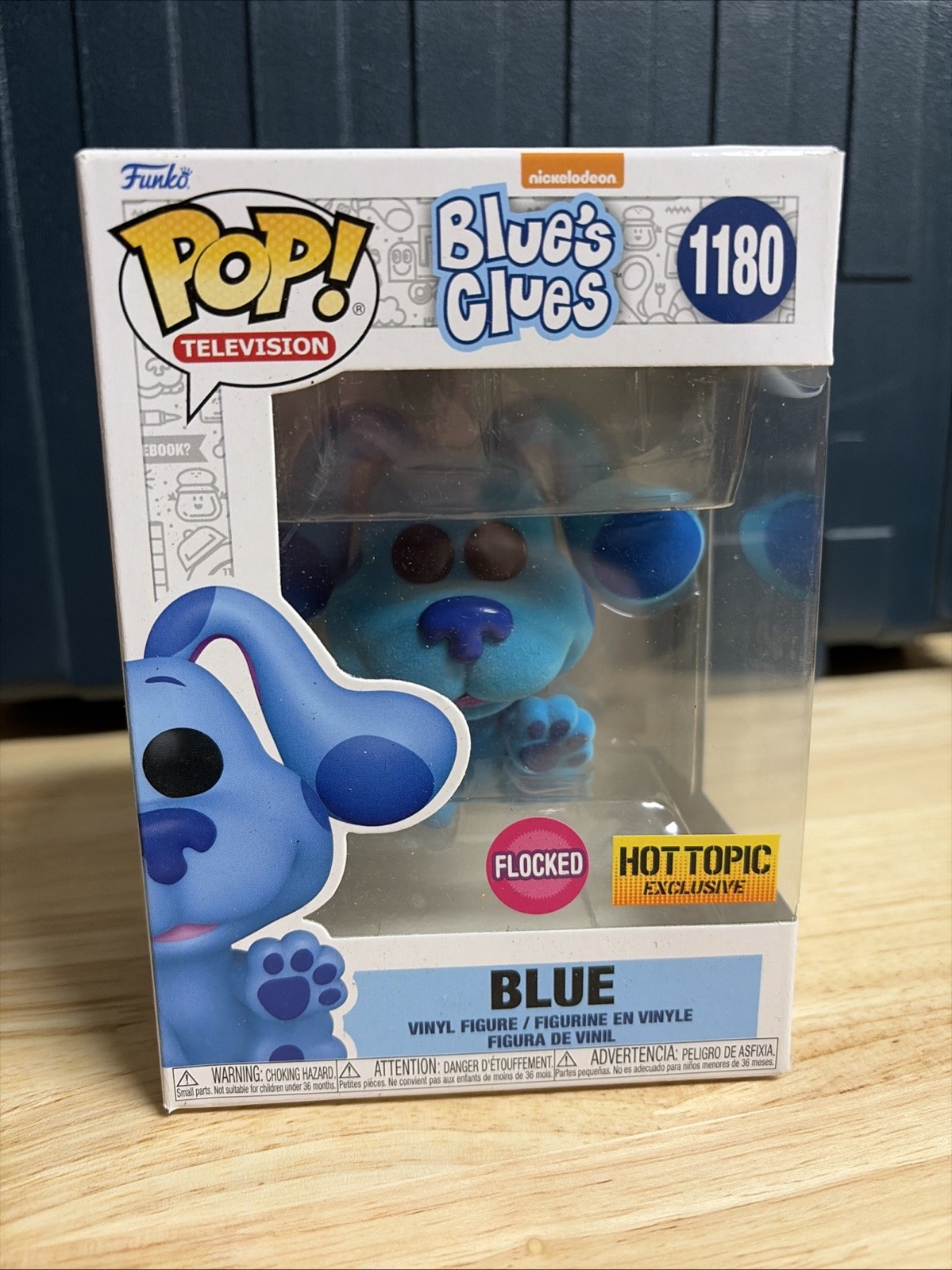 Funko POP Television: Blue's Clue's - Blue (Flocked)(Hot Topic) #1180 New