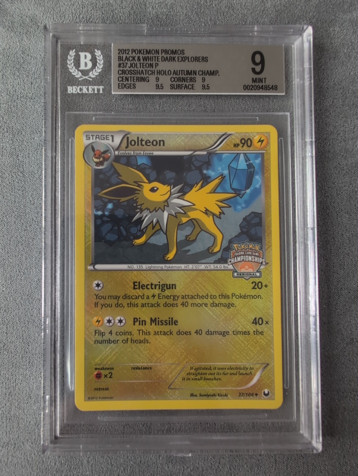 Pokémon TCG Jolteon Dark Explorers 37/108 Regional Championship Stamped Promo