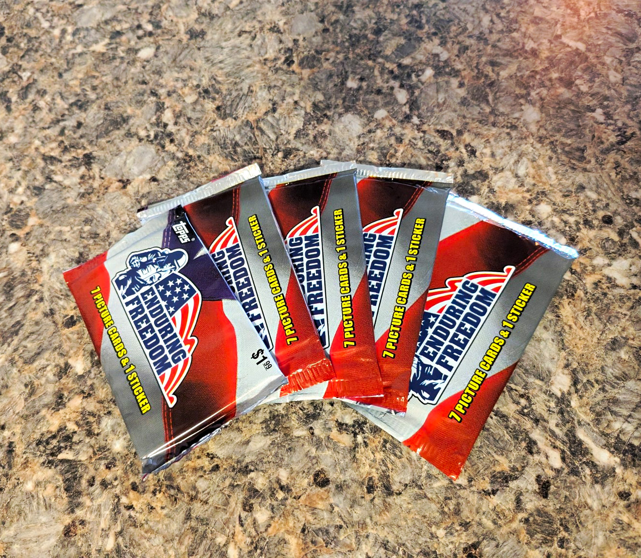 Topps Enduring Freedom Non-Sport Trading Cards 5 Sealed Packs 7 Cards + Sticker
