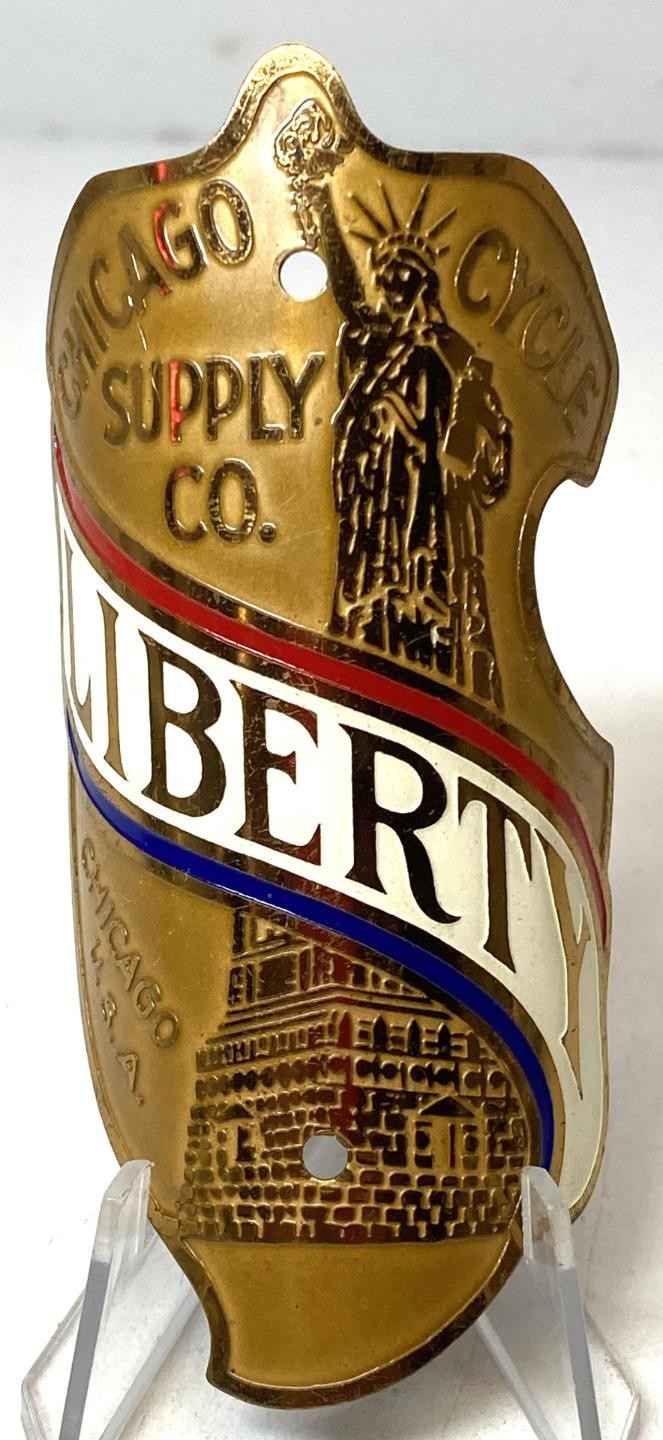 NOS vintage Schwinn LIBERTY bicycle Head Badge Chicago Cycle Supply Co