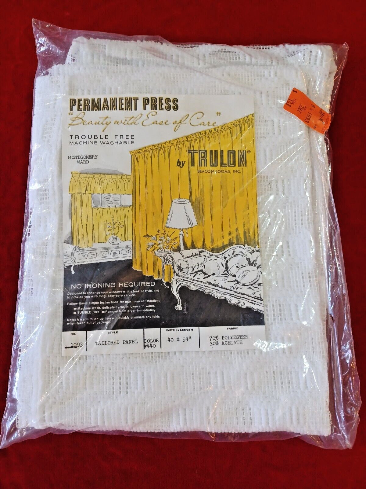 VINTAGE NOS SET OF 2 MCM TRULON TAILORED PANEL CURTAIN WHITE 40\