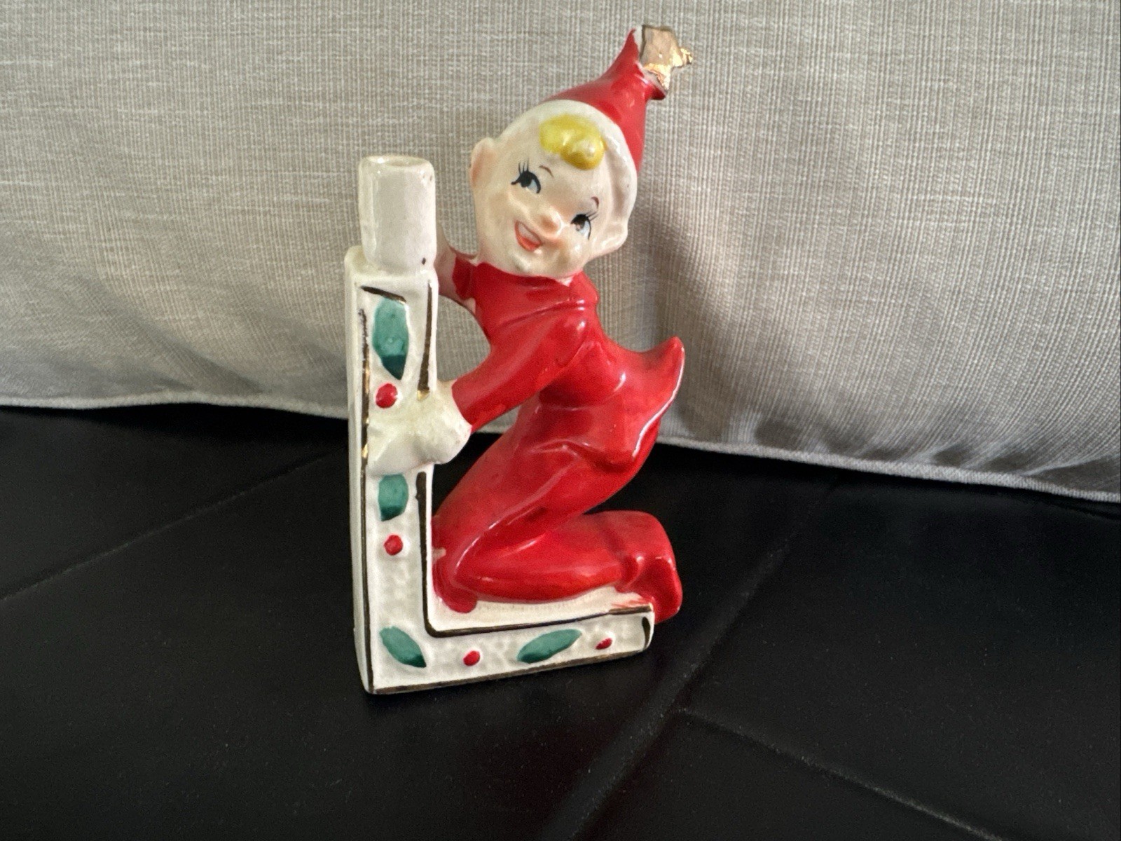 REPLACEMENT Letter “L” Vintage Lipper Mann Ceramic NOEL Pixie Elf Candle Holder