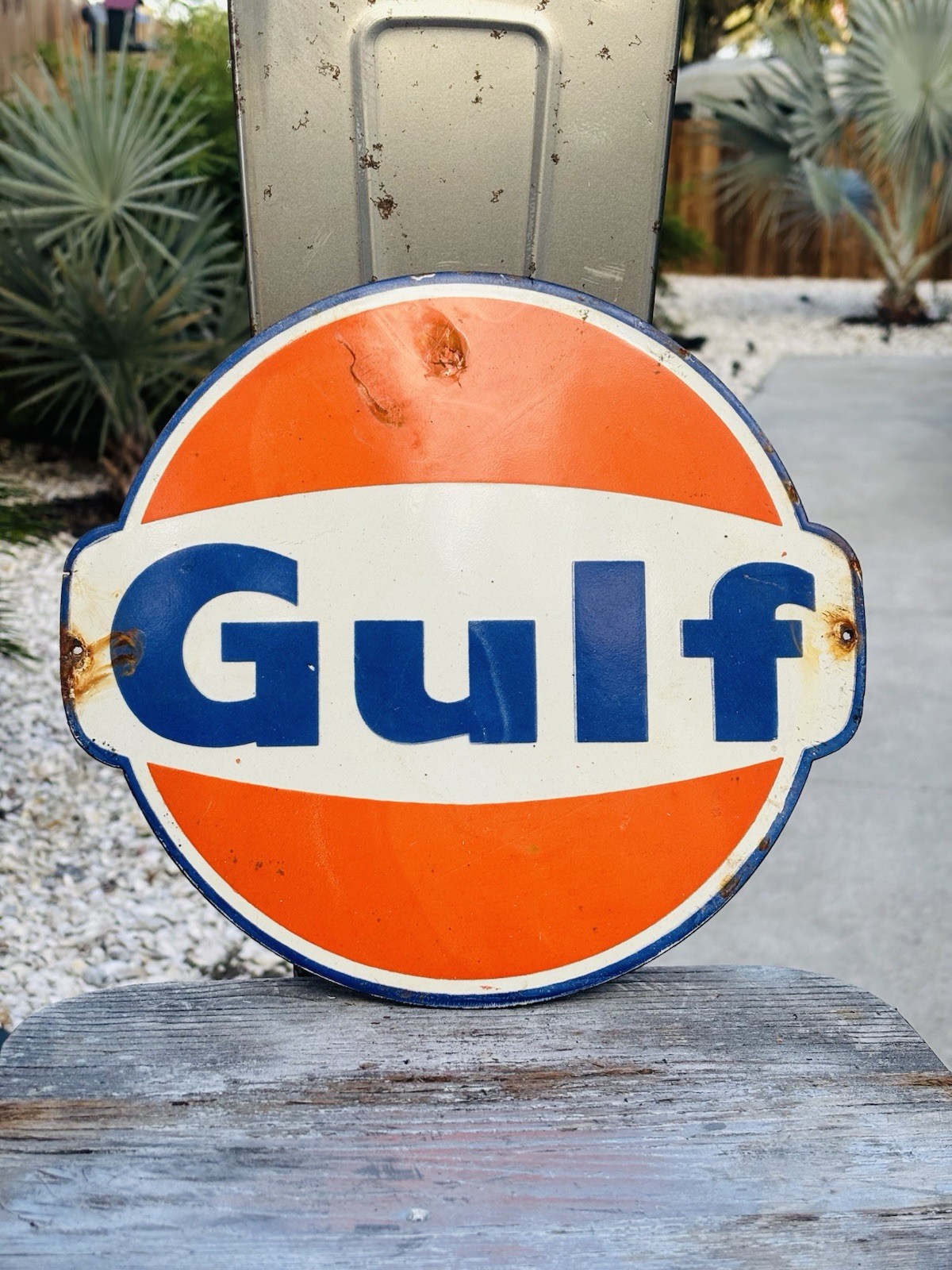 Gulf Porcelain Advertising Sign Roughly 12 In