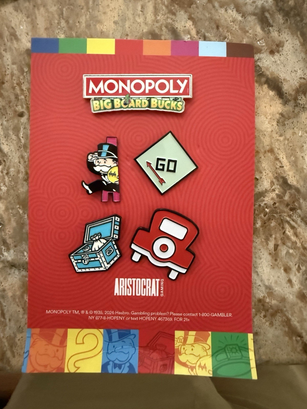 Aristocrat Monopoly Big Board Bucks Pin Set (5 Pins)