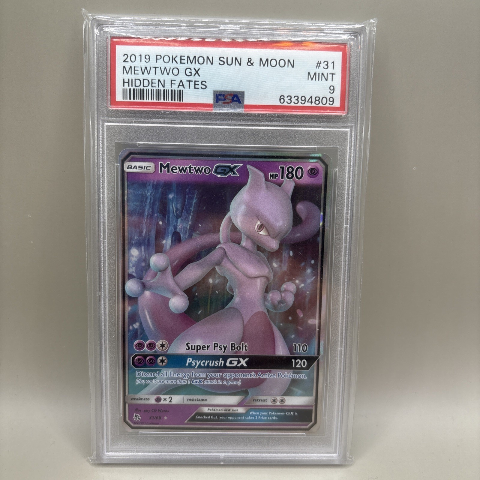 Pokemon TCG Hidden Fates 2019 Mewtwo GX 31/68 PSA 9 MINT 🔥