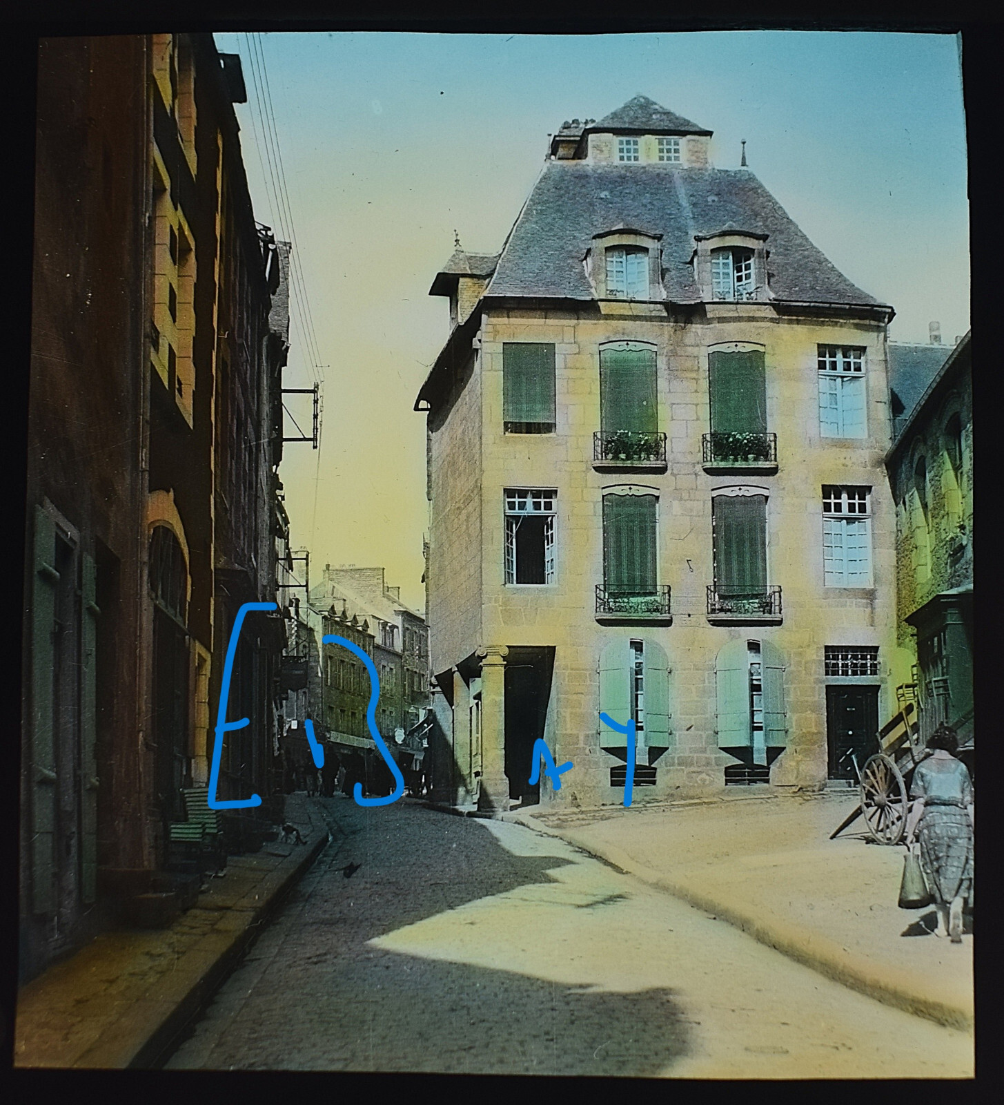Photo OLD HOUSES AT DINAN BRITTANY FRANCE C1920 Magic Lantern Slide