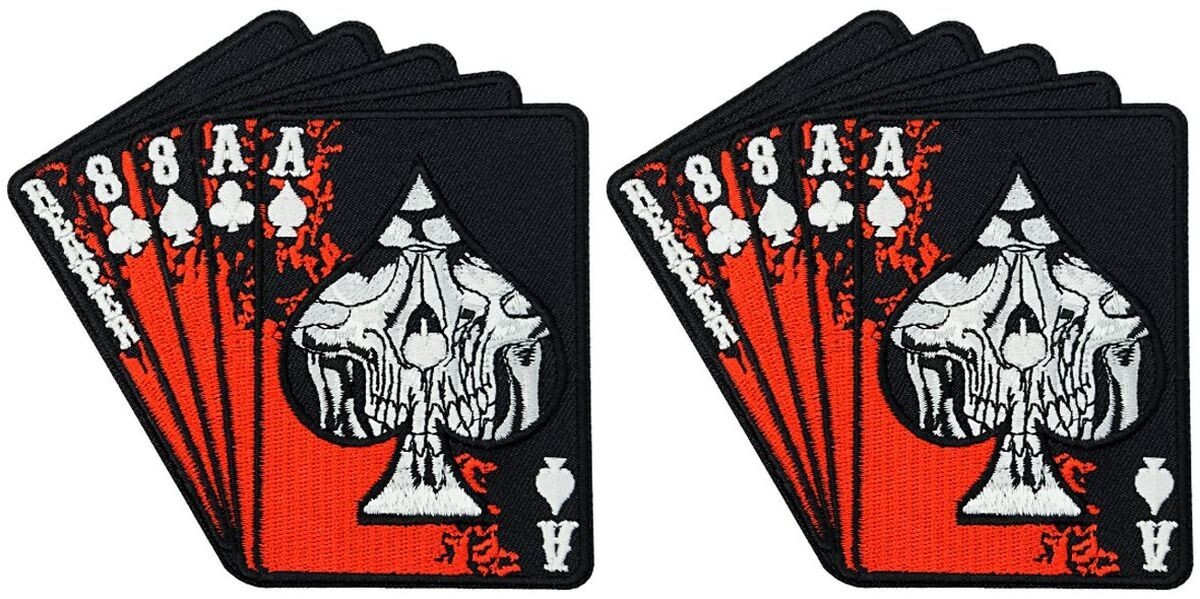 Reaper Skull Cards Deads Man Hand Aces Spade PATCH | 2PC IRON ON SEW ON