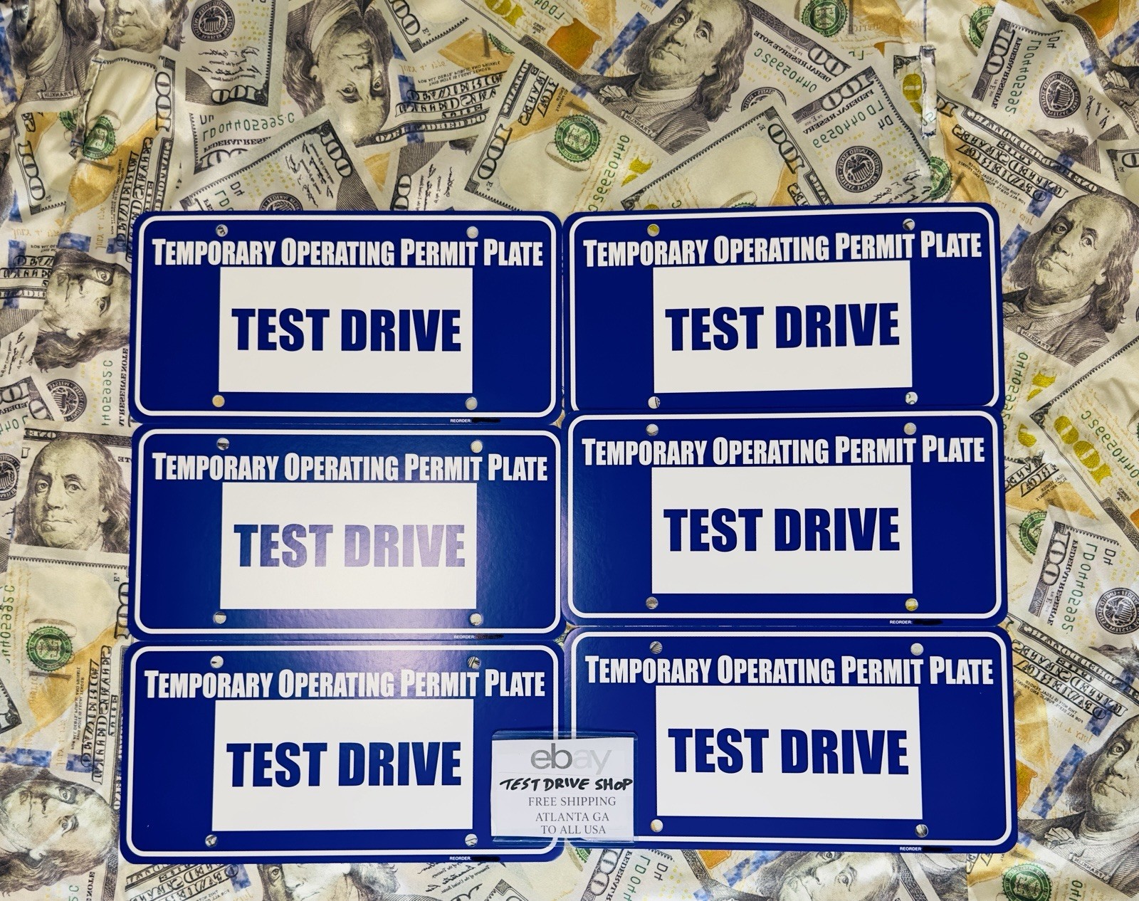 6 Temporary Operating Permits Test Drive Tag Dealer Plate Blue Car Tags