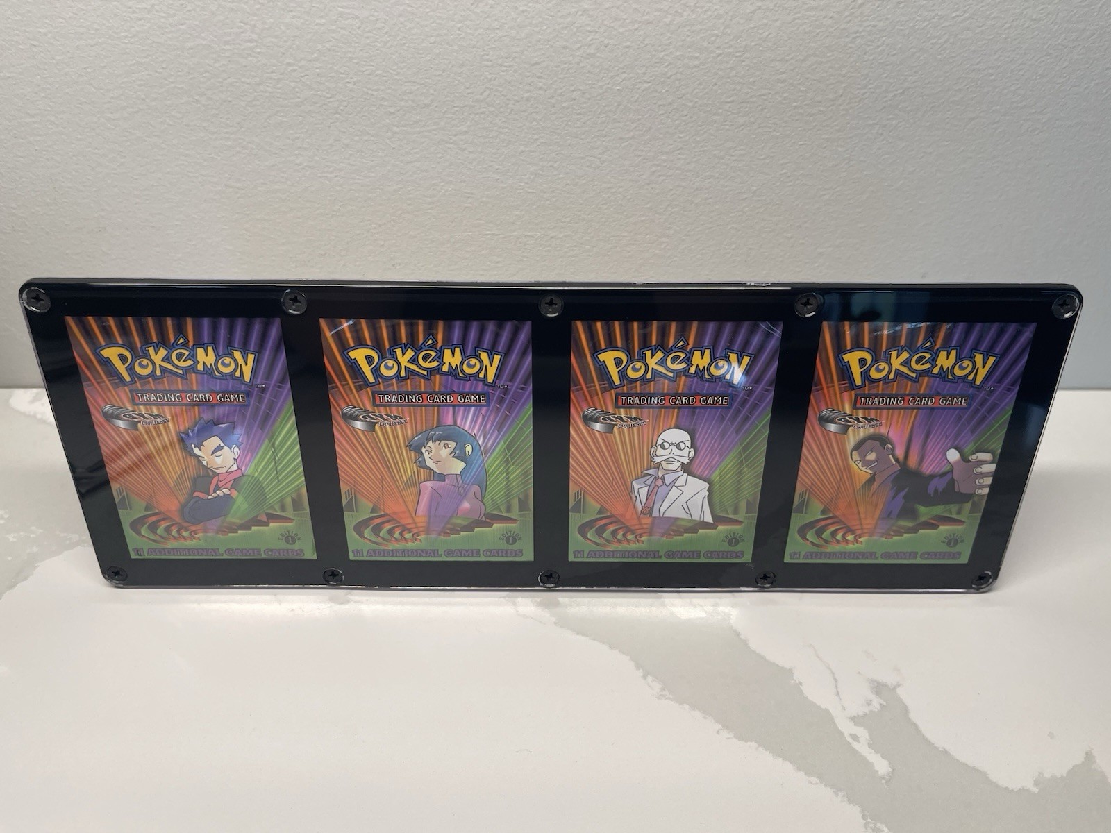 Framed Pokemon Ist Edition Gym Challenge Empty Booster Pack Set