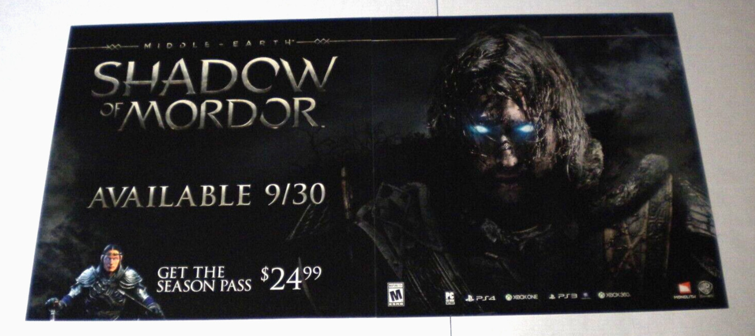 Shadow of Mordor 2 Panel Plastic Game Store Promo Display Sign Poster HTF Rare