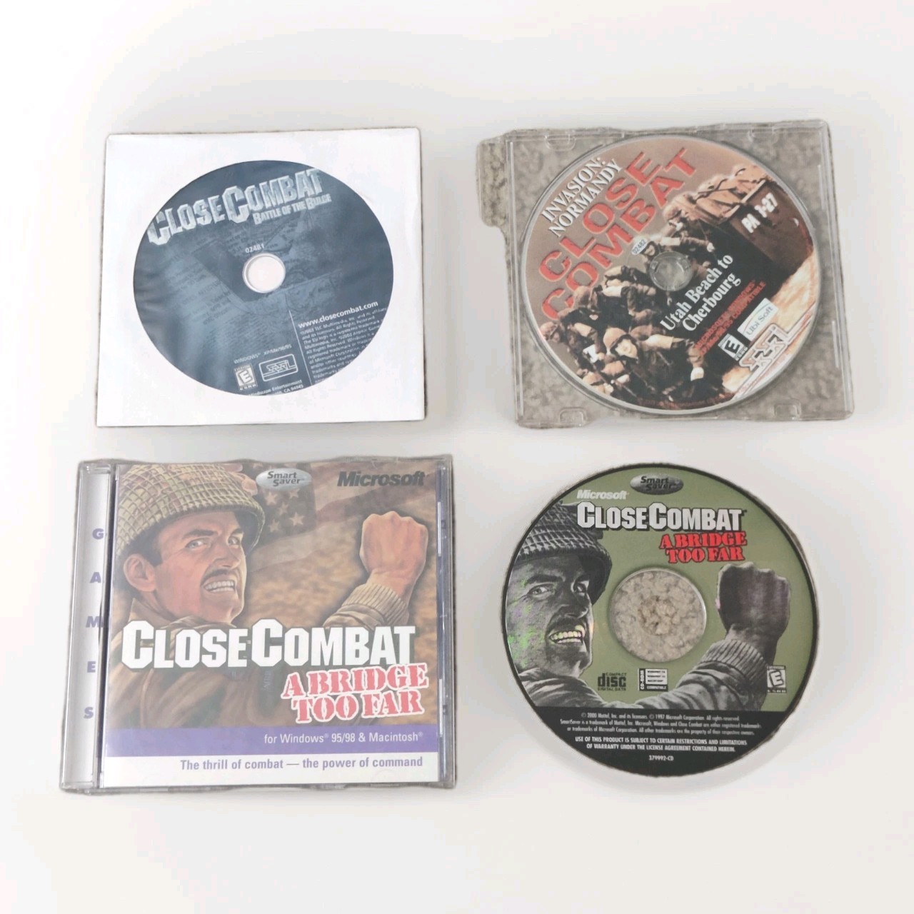 Lot Of 3 Microsoft Close Combat A Bridge Too Far, Bulge, Normandy PC Game CD-ROM