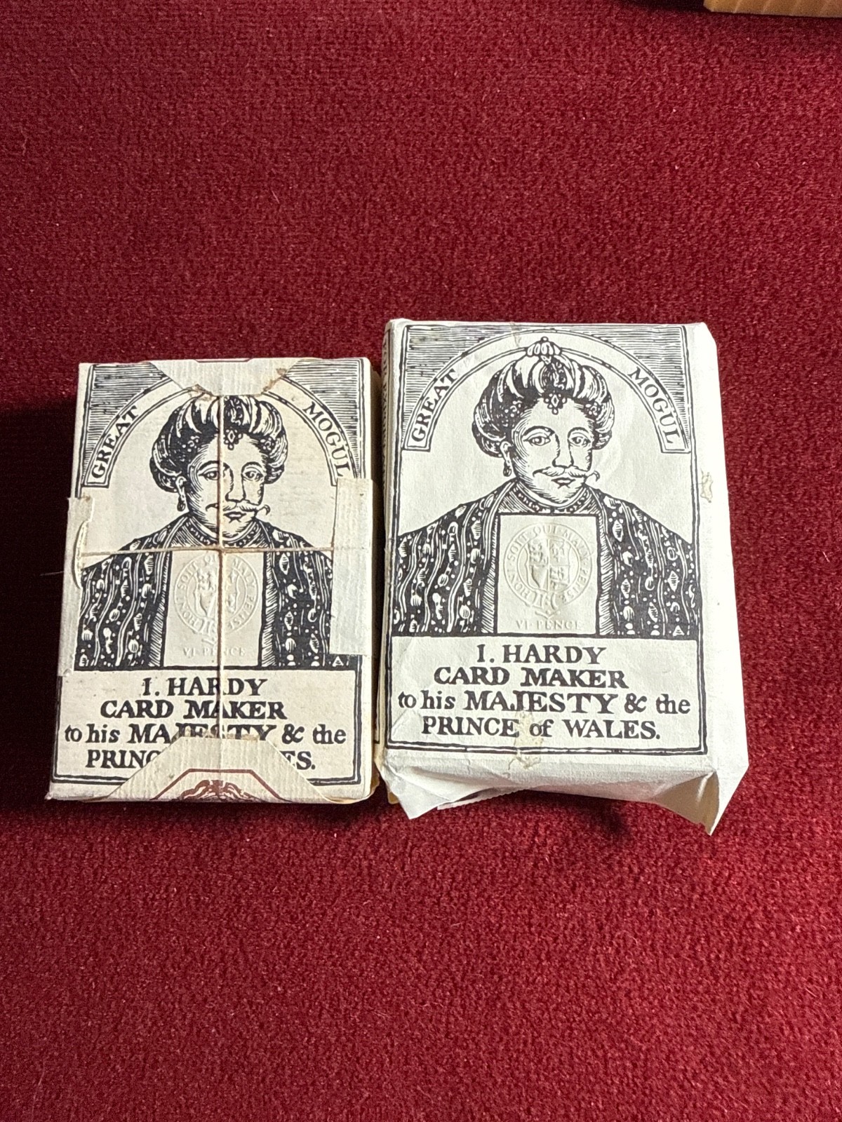 2 Decks Hardy Card Maker to His Majesty & the Prince Great Mogul Playing Cards