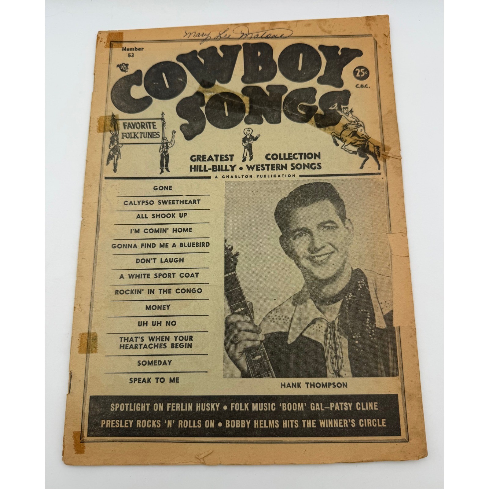 Vintage 1957 Cowboy Songs Magazine No 53 Hank Thompson Elvis Presley Patsy Cline