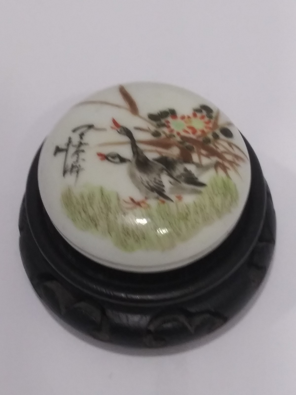 Vintage 1960s Jingdezhen Porcelain Scholar Seal Paste Box  Documented Provenance