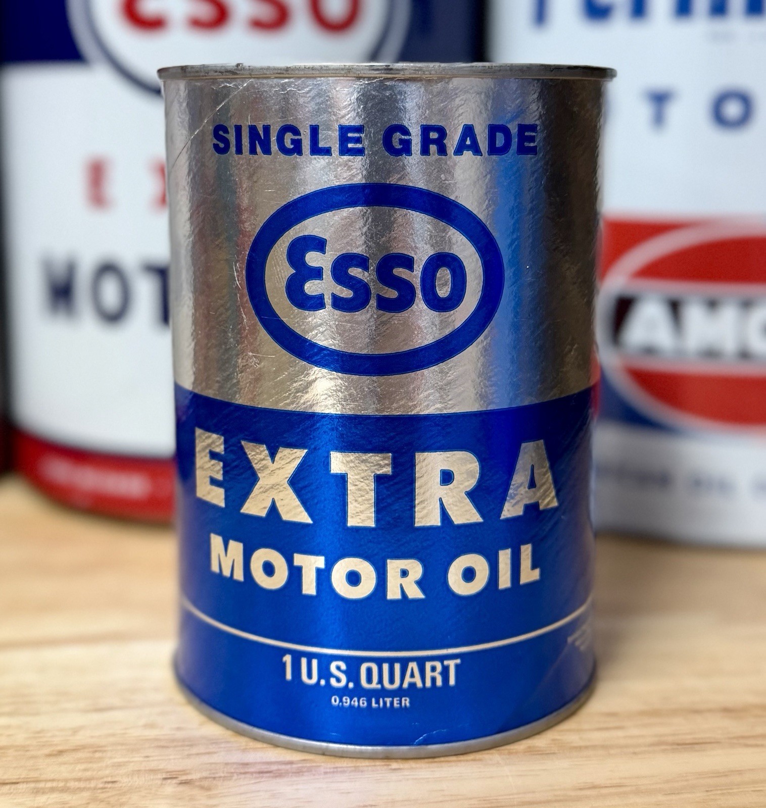 Vintage NOS Esso Extra Single Grade Motor Oil Can Quart FULL