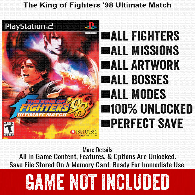 The King of Fighters 98 Ultimate Match 100% PS2 Memory Card All CHEATS ITEMS