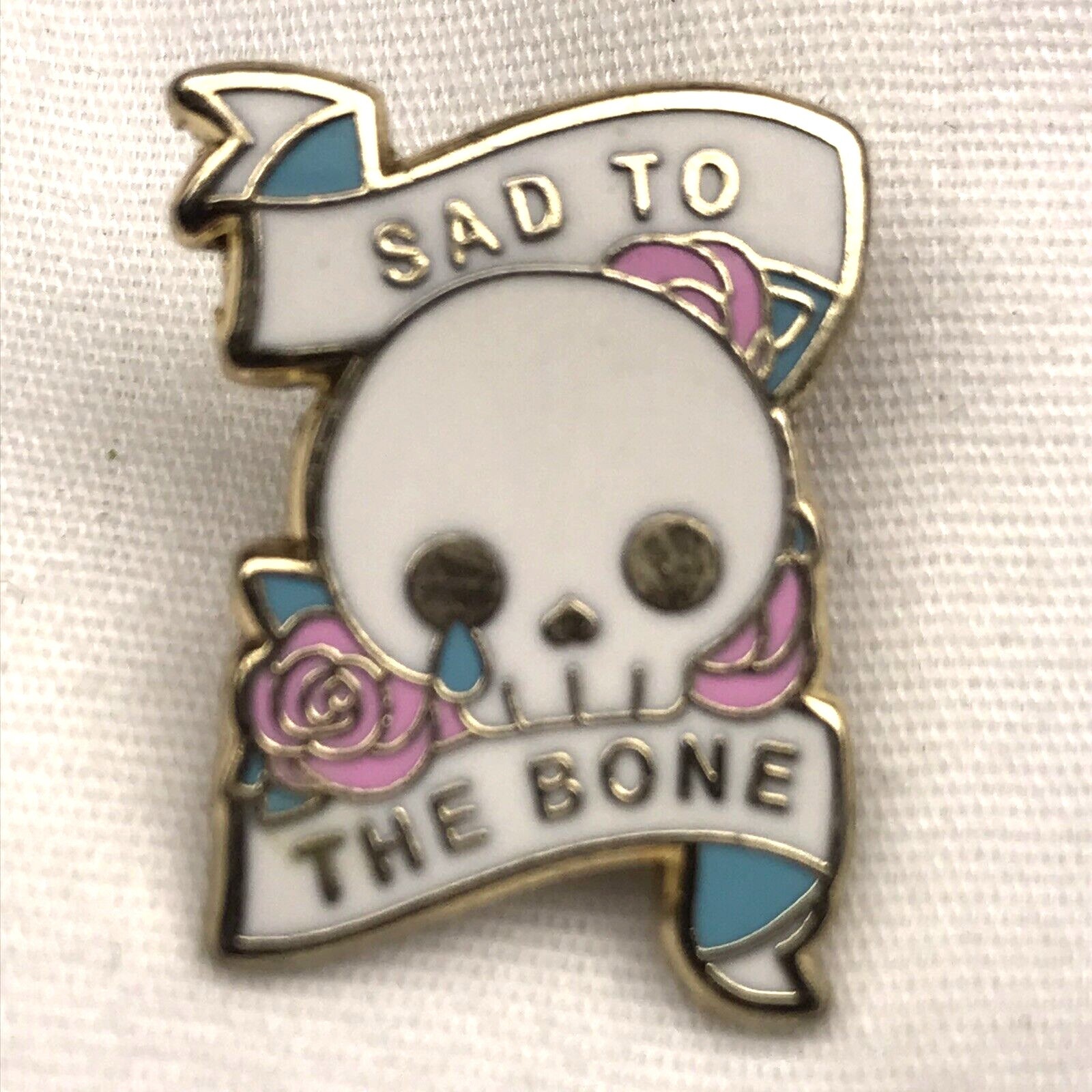 Sad To The Bone Skull Pin Horror Witch Goth Emo