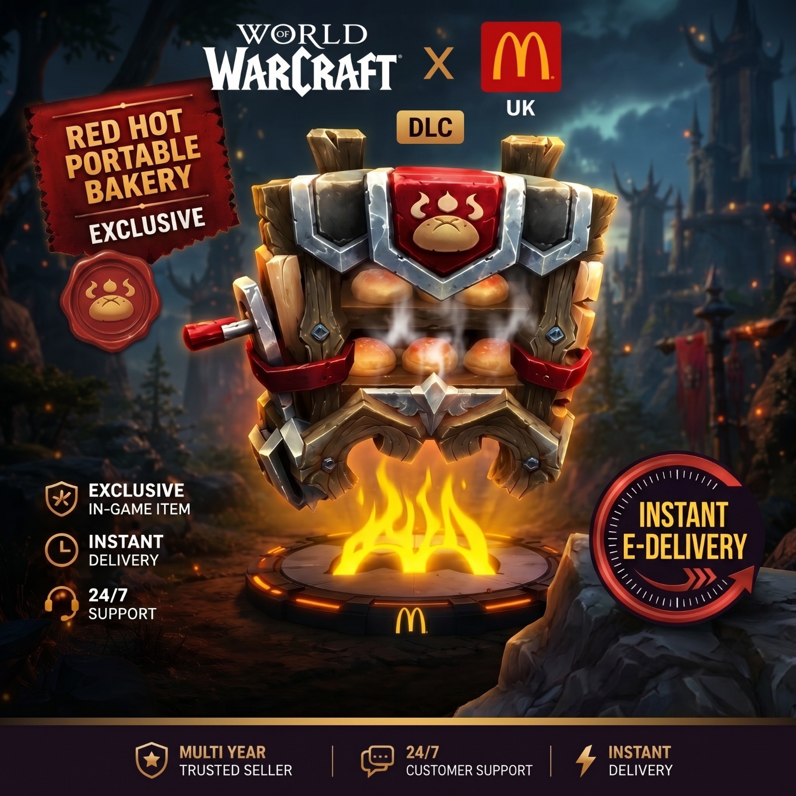 World of Warcraft x McDonalds - Red Hot Portable Bakery Transmog 『 Region Free 』