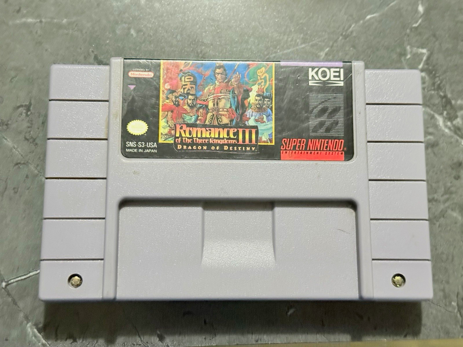 KOEI Romance of the Three Kingdoms III: Dragon of Destiny SNES Strategy NTSC-U/C