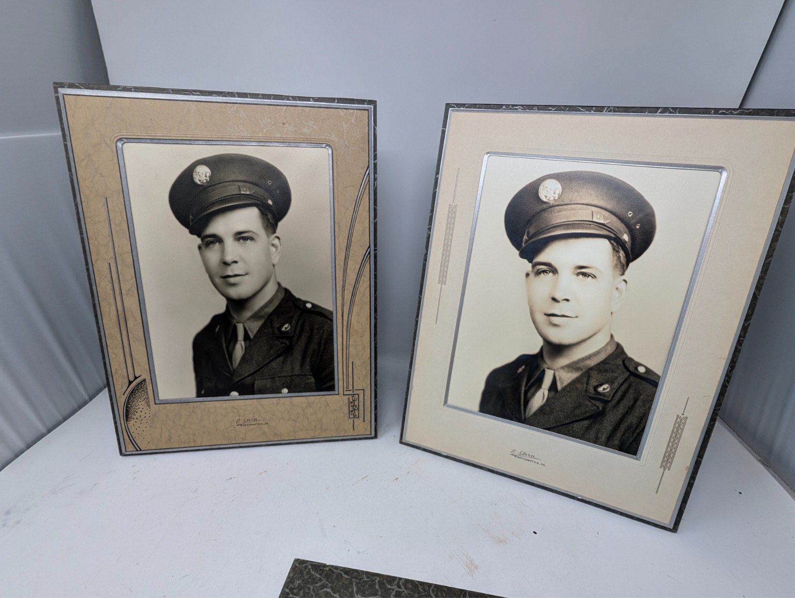 Vintage 1940\'s soldiers/ wedding Studio Cardboard Frame Portrait Lot of 3