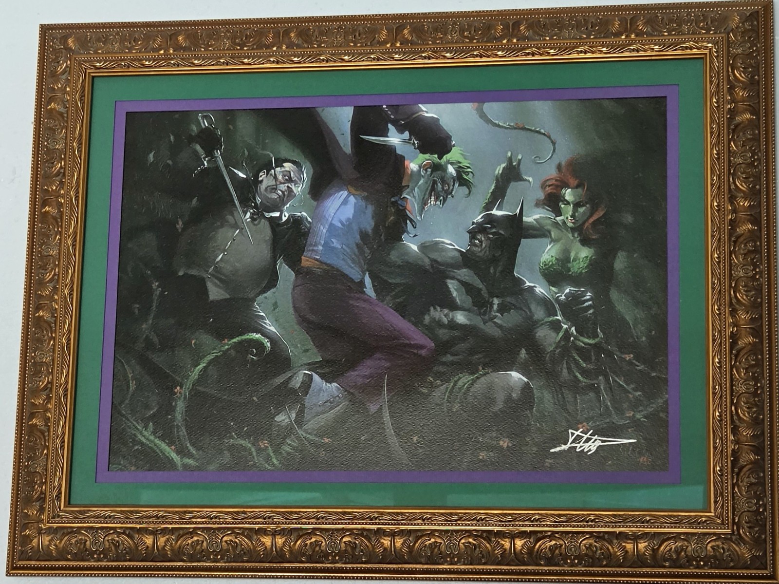 *RARE* SIGNED & FRAMED LITHO Gabrielle Dell Otto Batman Vs. Villians 24×32 COA