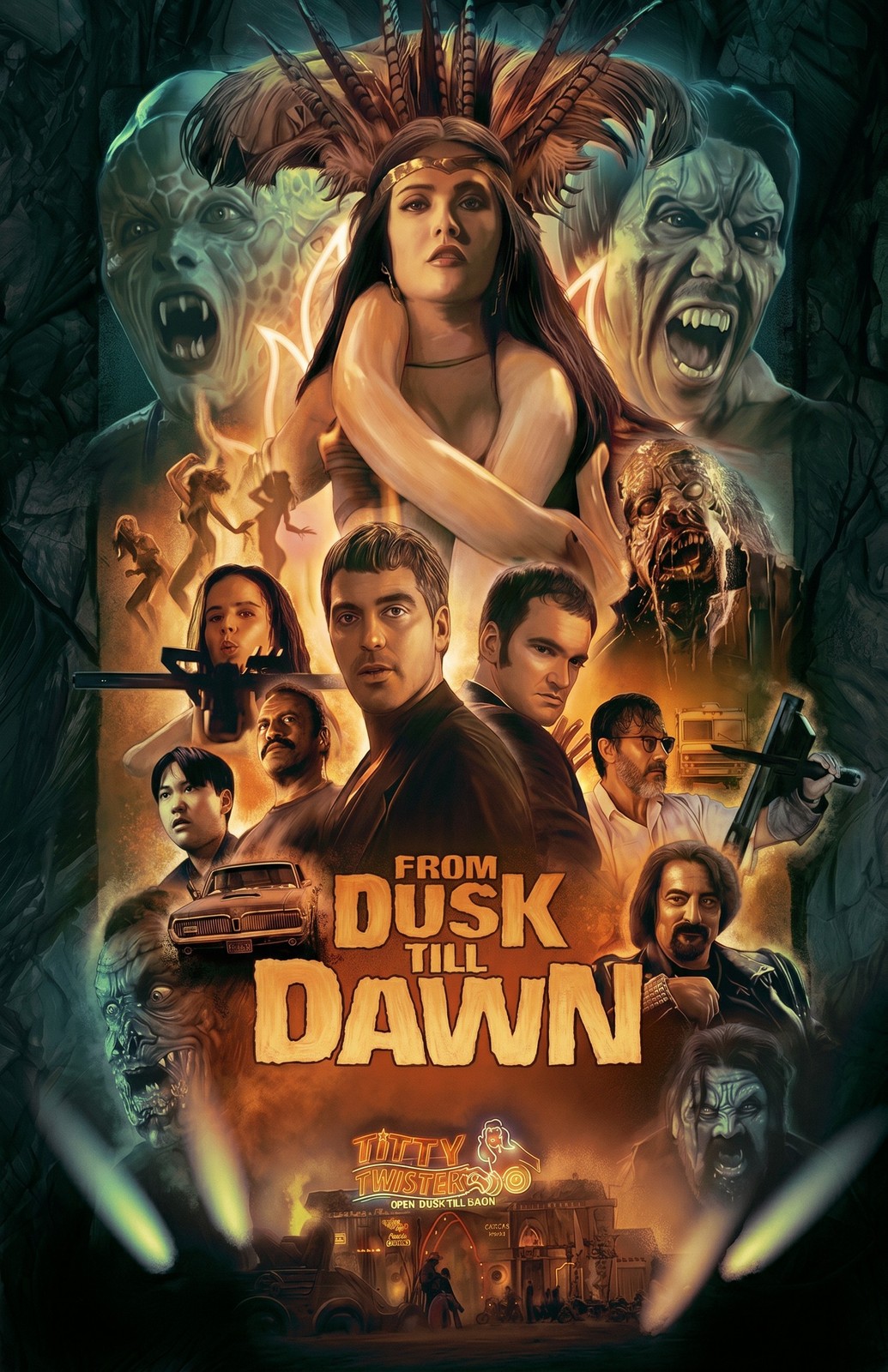 From Dusk Till Dawn George Clooney Quentin Tarantino Salma Hayek Vampire Poster