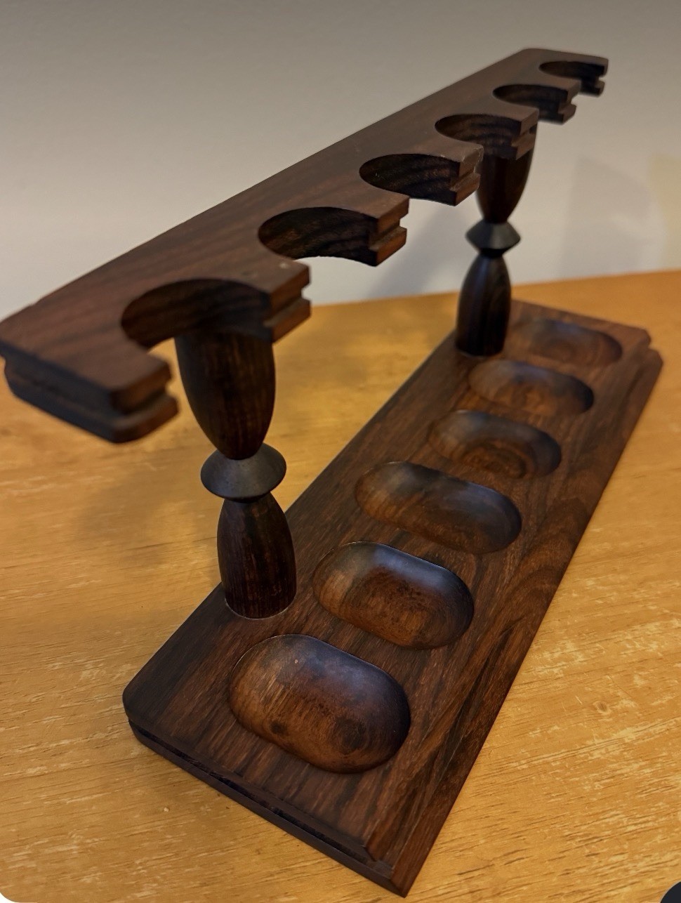 Vintage Genuine Walnut 6 Pipe Rack Stand | Decatur Era Excellent Condition
