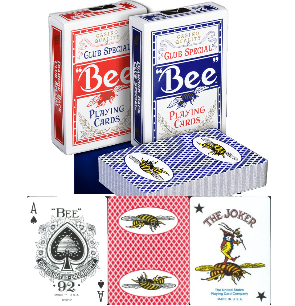 Lot 2 CASINO BUMBLE BEE BACK Playing Red & Blue Deck Bicycle Ohio Box, KY Cards