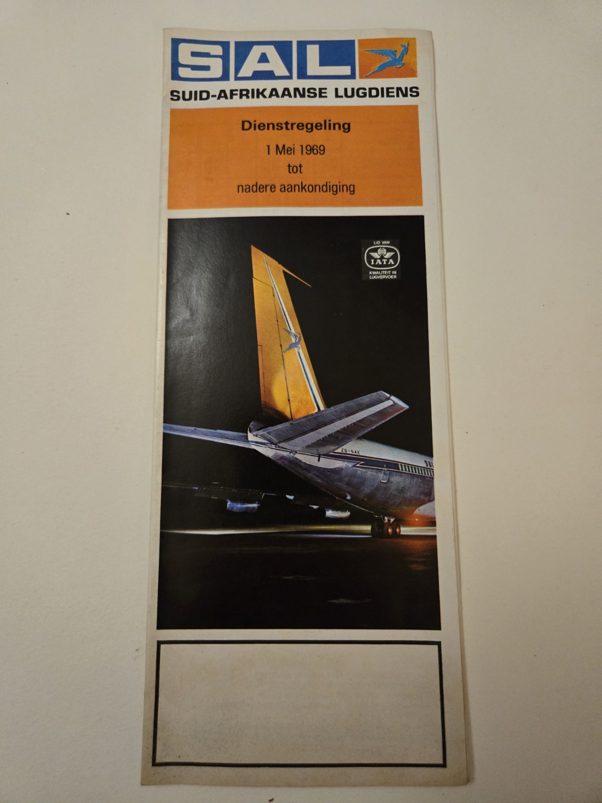 Vintage 1969 SAL South African Airways Timetable Brochure Dienstregeling + Fares