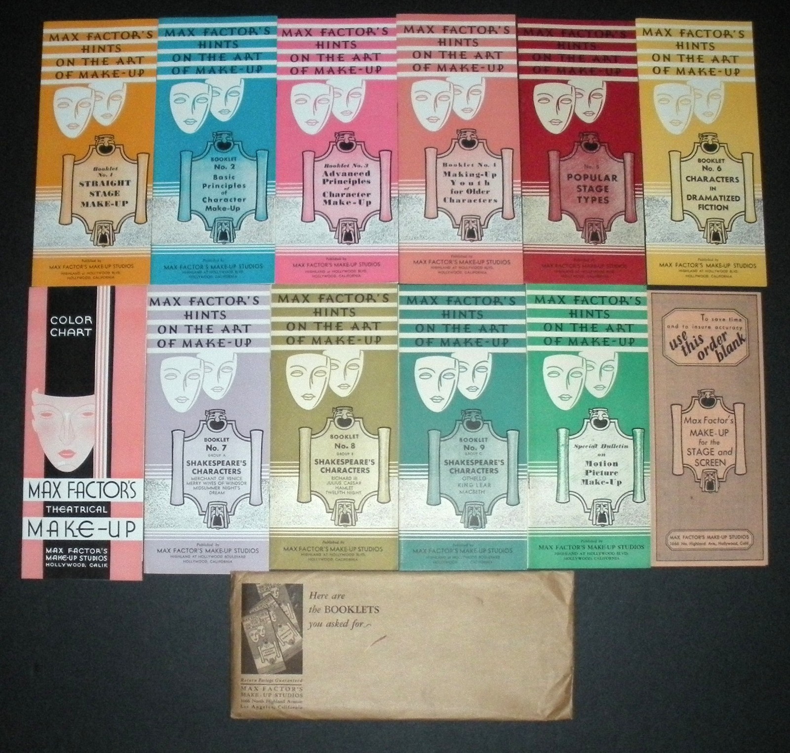 Max Factor\'s Hints on The Art of Make-Up-Complete Set of (9) + Extras-1929-1934