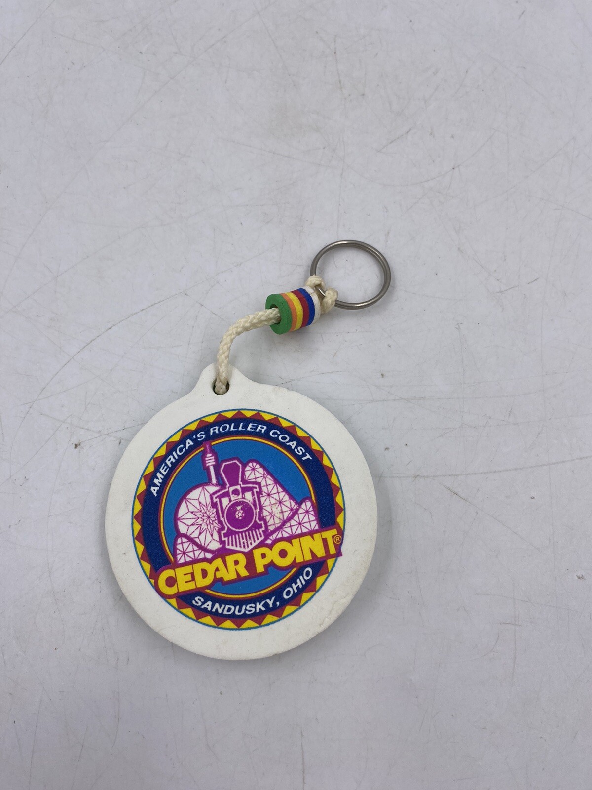 Vintage Cedar Point Sandusky, Ohio America\'s Rollercoaster Round Foam Keyring